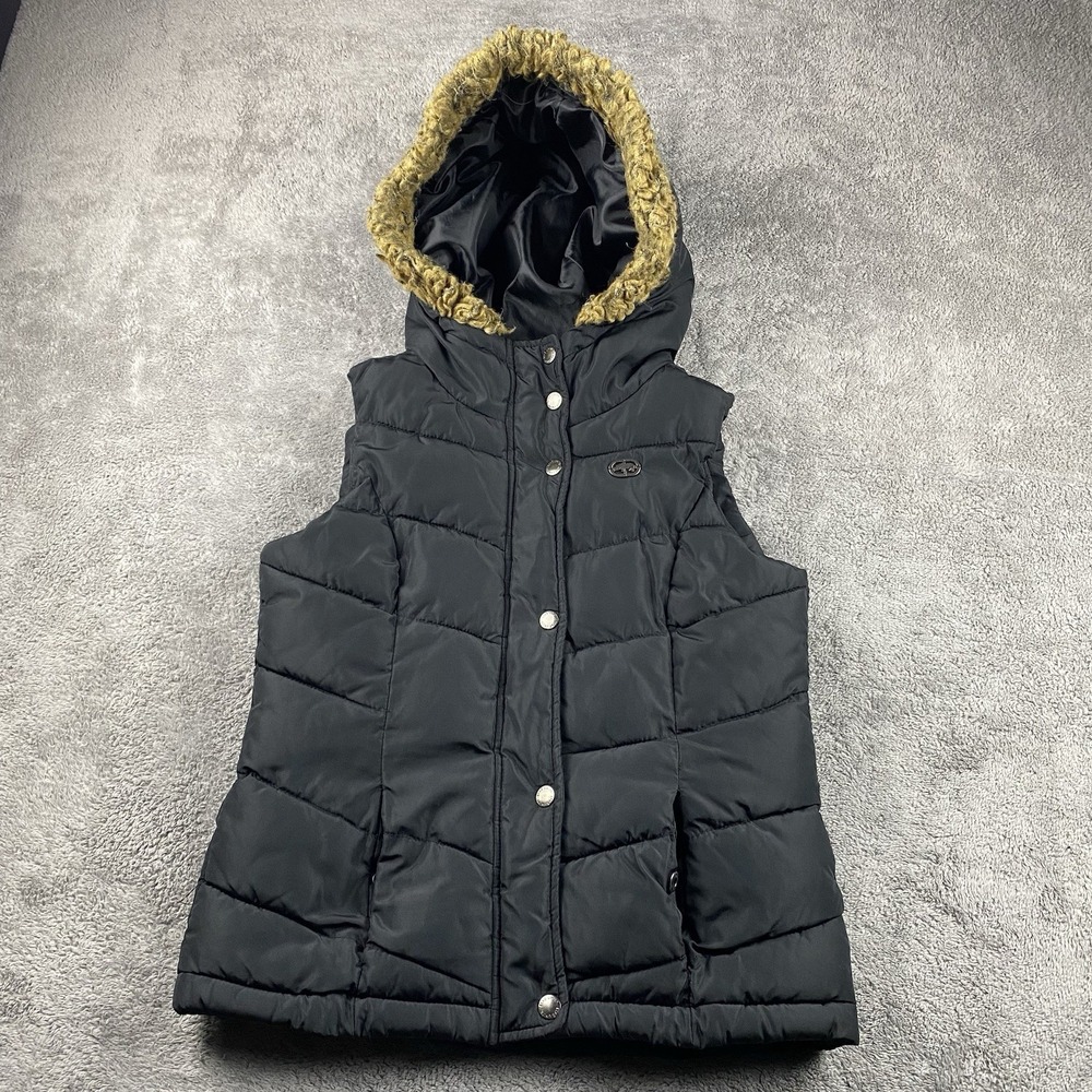 Ecko Unltd Full Zip Hoodie Vest Zip Up Jacket‎ Womens Size XS Black